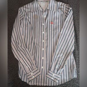 WOMEN'S ARENAFLEX BUTTON-DOWN WESTERN SHIRT - WHITE / LIGHT BLUE